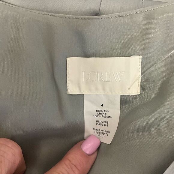 Brand New J. Crew Women’s 4 100% Silk Melanie Knee Length Dress Grey Wrap - Picture 9 of 15